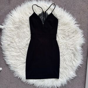 NWOT Black Plunge Lace-Back Dress